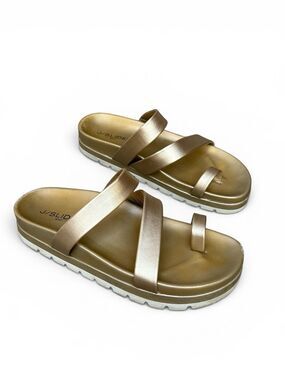 Urban Sport by J/Slides Rihanna Metallic Gold Toe Loop Platform Sandals size 7